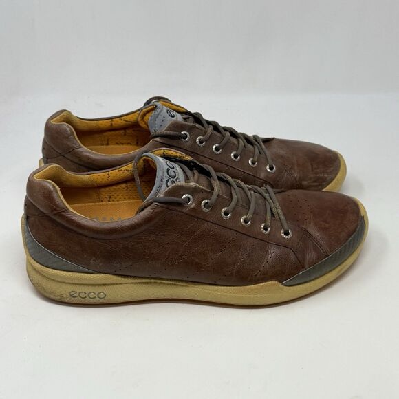 ECCO Biom Hybrid Golf Shoes Mens 11 EU 45 Brown Yak Leather Spikeless - Picture 3 of 16